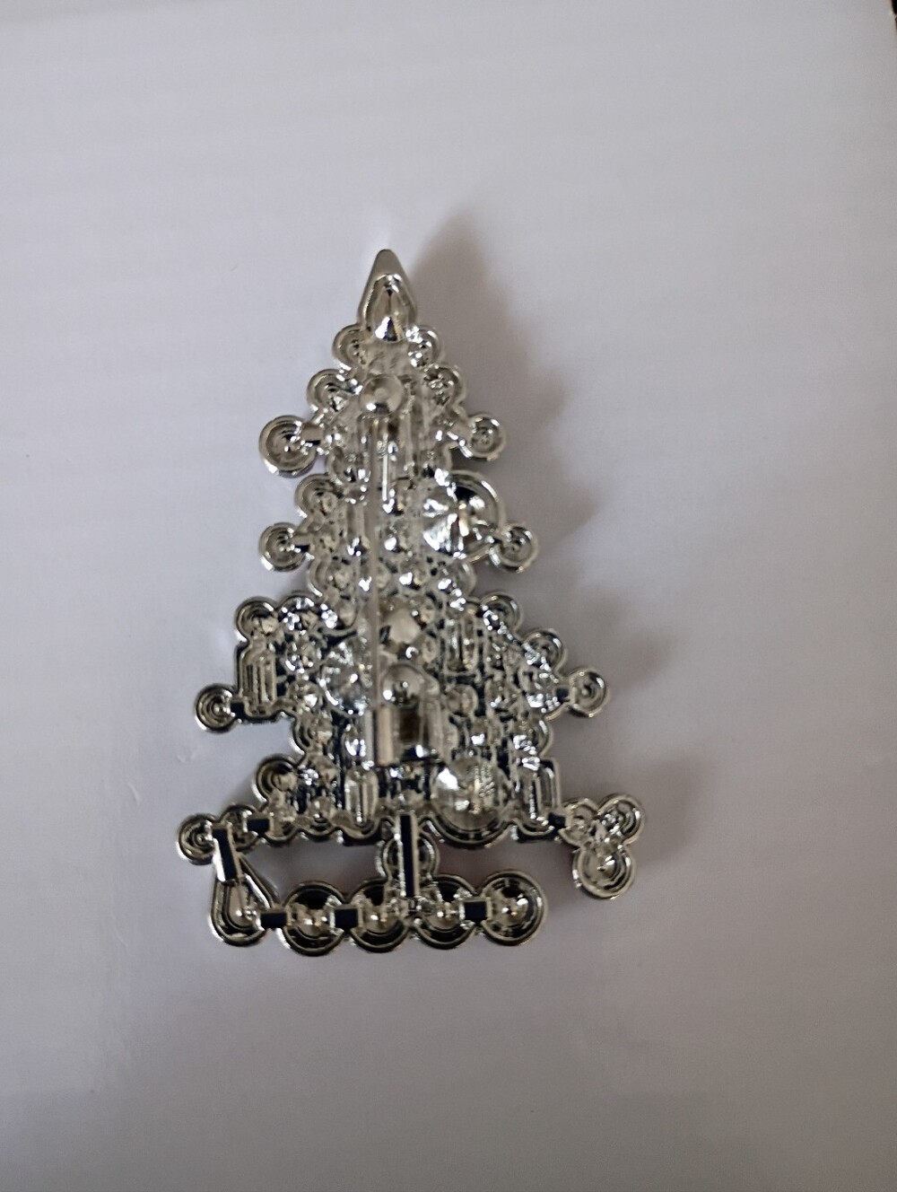 Festive Multicolor Rhinestones Christmas Tree Brooch - Picture 2 of 3